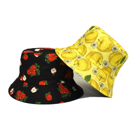 Cappello Da Pescatore In Cotone Stampa Frutta Protezione Solare Aperto Per Donne Estate Traspirante Motivo Mela Ciliegia