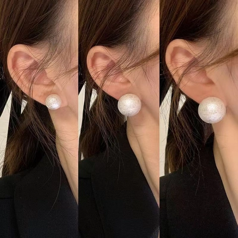 Baumwollperlen Kugel Ohrstecker Struktur Mit 925 Sterling Silver Earring Post Französischer Eleganter Schmuck Damen