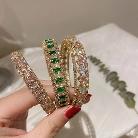 Armreif Armband Legierung Vergoldet Zirkonia Verschiedene Farben Geometrisch Offen Vintage Schmuck Für Damen
