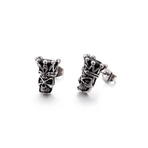 Gotische Doodskop Kroon Oorknopjes Roestvrij Staal Punk Rock Strass Kruis Vintage Sieraden Voor Heren Dames