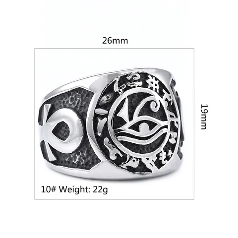 Anello Occhio Di Horus In Acciaio Inossidabile Egiziano Ankh Croce Vintage Punk Gioielli Religiosi Da Uomo