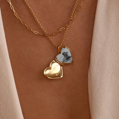 Heart Oval Rectangle Locket Necklace Openable Photo Frame Pendant Copper Gold Plated Cubic Zirconia Ins Minimalist Jewelry