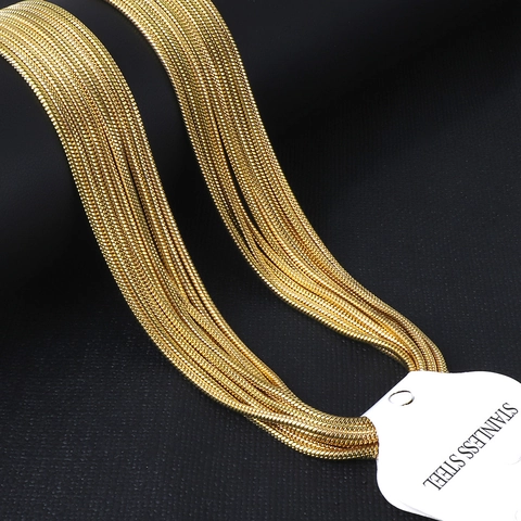 Collana a Catena Minimalista in Acciaio Inossidabile a Osso di Serpente per Uomo Donna Placcata Oro Argento O-Catena Box Twist Gioielli