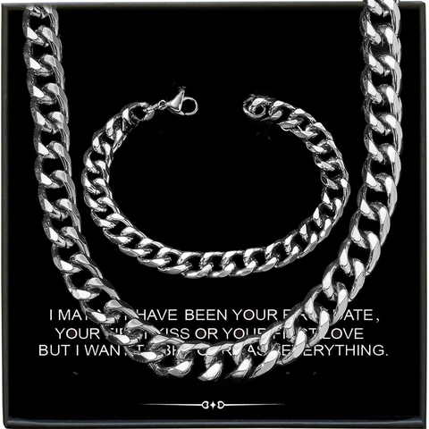 Collier Et Bracelet À Mailles Cubaines En Acier Inoxydable Style Hip Hop Bijoux Mode Iridescent Or Argent Pour Hommes Femmes Boîte Cadeau