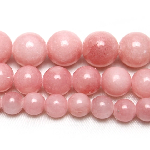 Rosa Mashan Jade Runde Lose Perlen Naturstein Poliert Glatt Für DIY Schmuckherstellung Armband Bastelbedarf