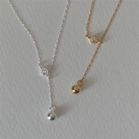 Collana Lariat A Y In Argento Sterling 925 Con Zircone E Perla Rotonda Gioielli Minimalisti Eleganti Da Donna
