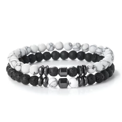 Bracciale Di Perle In Pietra Naturale Occhio Di Tigre Lava Turchese Agata Ematite Elastico Fatto A Mano Per Uomini Donne