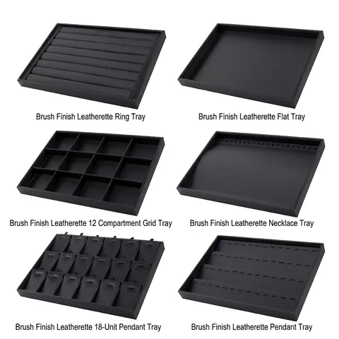 Black PU Leather Jewelry Display Tray Necklace Ring Bracelet Organizer Showroom Professional Presentation Props