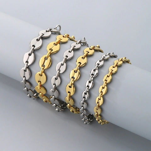 Collier Et Bracelet À Maillons Grains De Café En Acier Inoxydable Bijoux Mode Hip Hop Pour Hommes Femmes