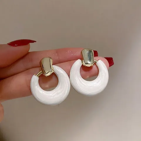 Mini Orecchini A Cerchio Smalto Lega Geometrico Minimalista Retro Gioielli Di Moda Per Donne Con Perno In Acciaio