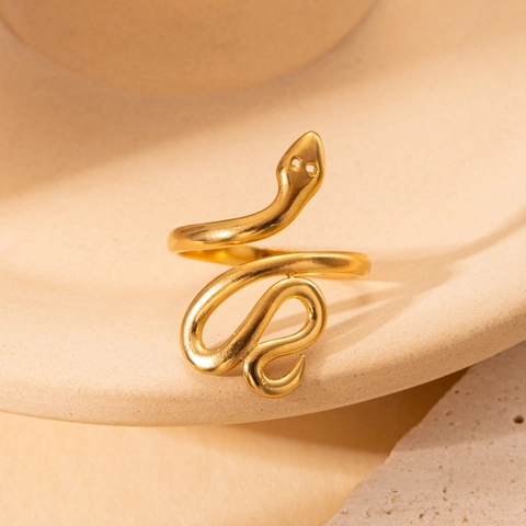 Vintage Stainless Steel Snake Open Ring For Women Men Adjustable European Style Gold Silver Snake Ring Animal Jewelry Gift