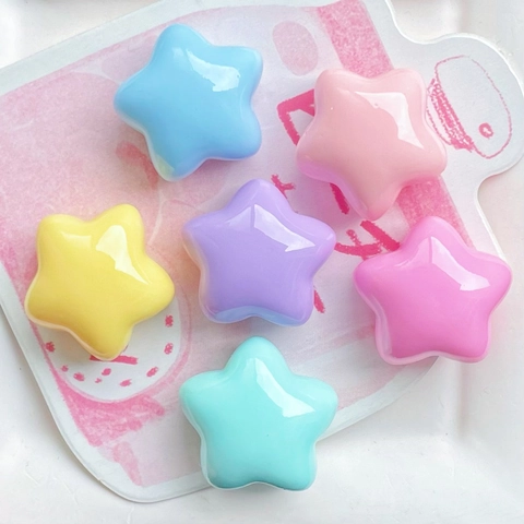 Resin Star Charms Glossy Pentagram For DIY Phone Case Hair Clips Shoe Buckles Keychains Sweet Macaron Colors