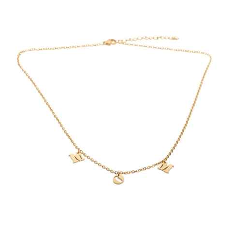 Collier Pendentif Lettre MOM Acier Inoxydable Ajustable Chaîne O Bijoux Cadeau De Fête Des Mères Pour Femmes