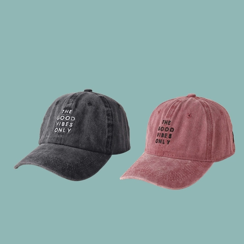 Berretto Da Baseball Cotone Lavato Ricamo The Good Vibes Only Regolabile Vintage Casual Cappello Sole Unisex