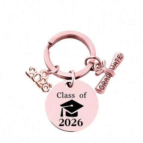 Graduation Keychain Stainless Steel Class Of 2026 Engraved Charms Senior Year Souvenir Gift For Student