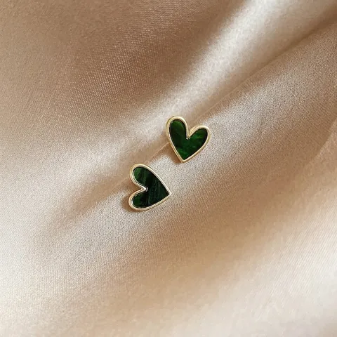 Retro Heart Stud Earrings With Enamel Glaze And 925 Sterling Silver Earring Post Elegant Vintage Jewelry For Women
