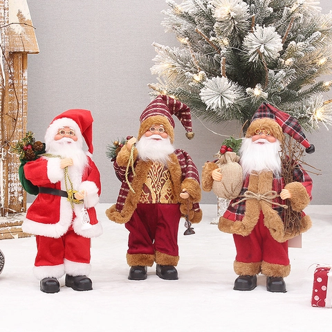 Stehender Weihnachtsmann Figur Dekoration Stoff Plüsch Traditionelle Weihnachtsdekoration Tischdekoration Hausdekor