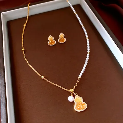 Joyas Collar Y Pendientes Con Poste De Plata Vidrio Cristal Perla Artificial Circón Cadena Asimétrica Mujeres Lujo