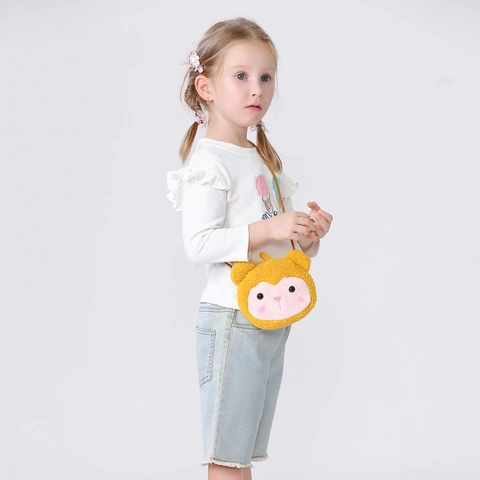 Cute Kids Plush Animal Crossbody Bag Cartoon Bear Cat Panda Shape Toddler Small Shoulder Coin Purse