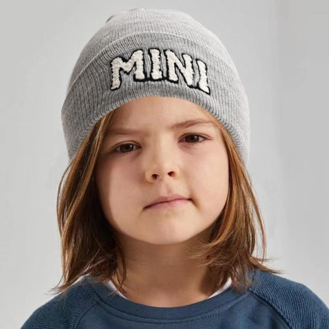 Berretto in Maglia Genitore-Figlio Per Donna Bambini Cotone Acrilico MINI MAMA Ricamo Lettere Caldo Tinta Unita Cappello Invernale
