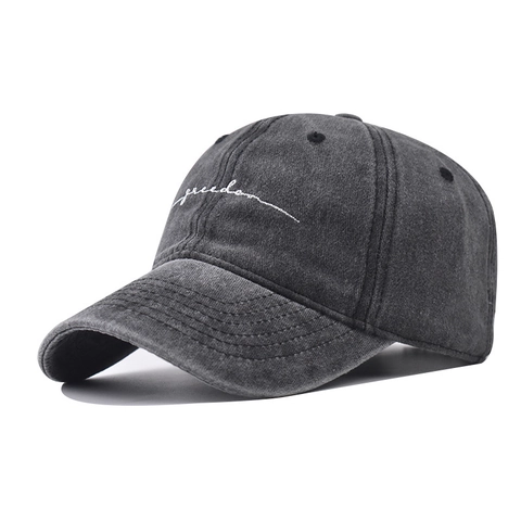 Cappellino Da Baseball In Cotone Lavato Con Ricamo Freedom Retro Distressed Cappello Da Sole Regolabile Per Donna Uomo
