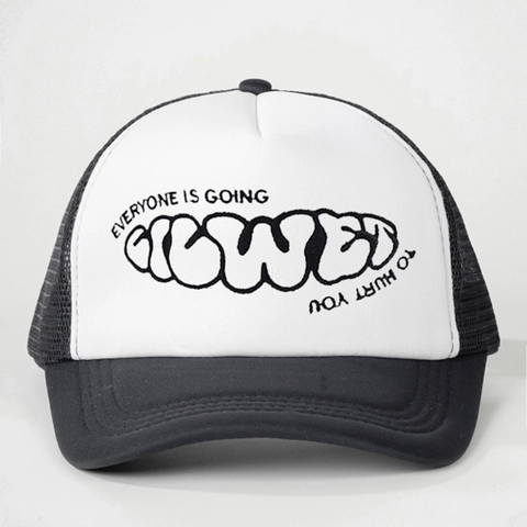Trucker Hat Mesh Cap Polyester Sponge Adjustable Curved Brim Embroidered Graffiti Letter Streetwear Casual Sun Hat