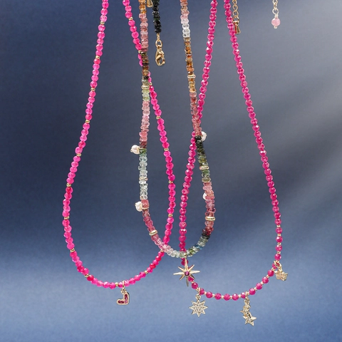 Colorful Agate Beaded Necklace Bohemian Natural Stone Heart Star Crown Pendant Retro Ethnic Jewelry For Women