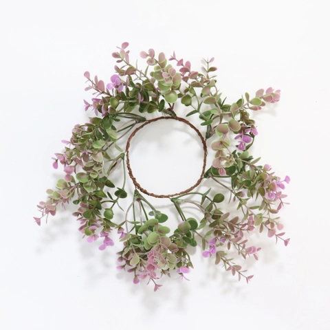 Corona De Anillo De Vela De Eucalipto Artificial Hoja Plástico Alambre Flexible Decoración Mesa Boda Hogar Color