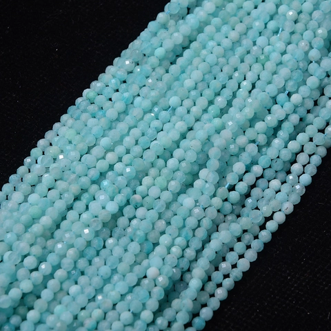 Naturelle Amazonit Facettierte Rundperlen Polierte Stein Spacer Für DIY Schmuckherstellung Armband Halskette