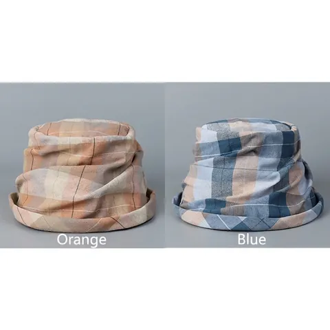 Chapeau Bob À Carreaux Plissé Polyester Pliable Vintage Style Mori Japonais Chapeau De Soleil Pour Femmes Réglable