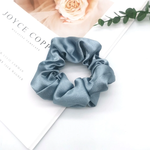 Solid Color Satin Large Scrunchies Elastic Hair Ties For Women Retro French Style Satin Like Smooth Texture
