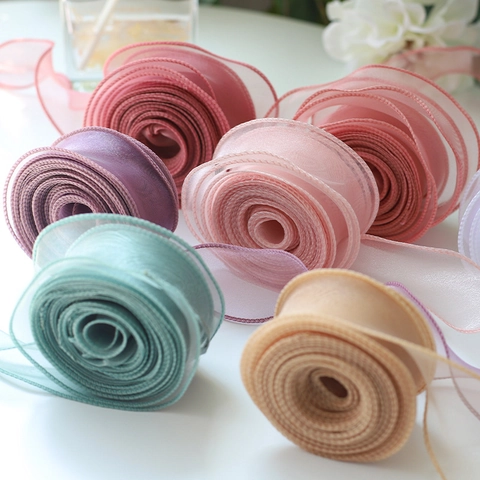 Iridescent Organza Fishtail Ribbon For Flower Bouquet Gift Wrapping DIY Crafts Hair Bow Materials Mesh Yarn Decor