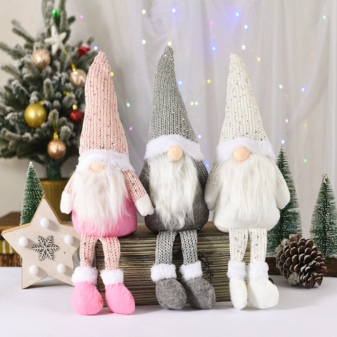 Gnomo de Navidad Nórdico sin Rostro Piernas Largas Sombrero con Lentejuelas Felpa Lana Adornos Decoración Hogar