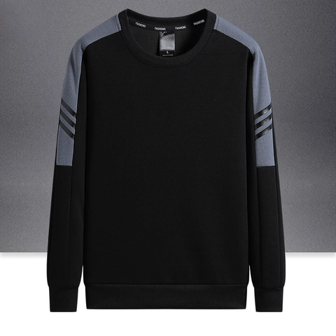 Sweatshirt Homme Design Color Block Manches Longues Col Rond Mélange Polyester Coton Décontracté Sport Streetwear Pull Poignets Nervurés
