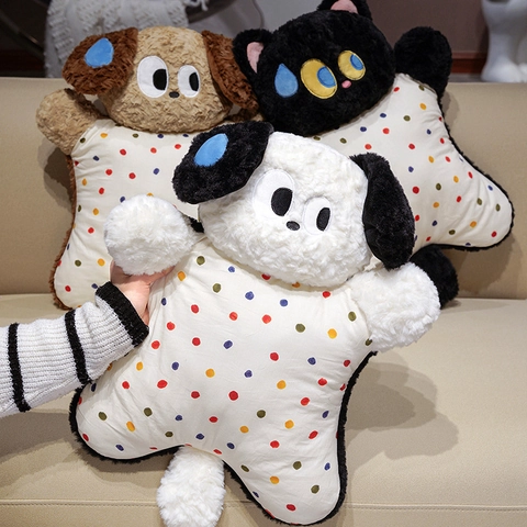 Plush Cartoon Animal Pillow Soft Colorful Polka Dot Star Body Decorative Cushion For Sofa Home Office