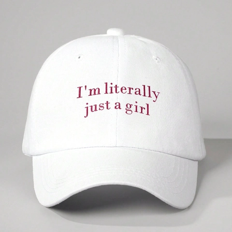 Berretto Da Baseball In Cotone Lavato Con Ricamo I'm Literally Just A Girl Regolabile Protezione Solare Vintage Donna