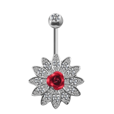 Belly Piercing Navel Rings Heart Butterfly Flower Sunflower Devil Zircon Rhinestone Metal Body Jewelry For Women