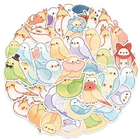 Adesivi Pappagallo Cartone Animato Impermeabile PVC Colore Macaron Uccello Decalcomanie Per Laptop Chitarra Scrapbooking DIY