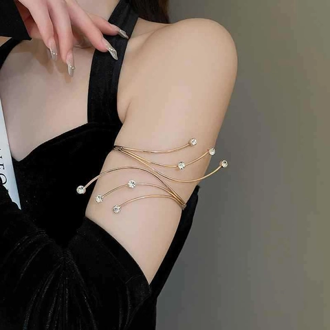Strass Mehrlagiger Spiral Armreif Legierung Eleganter Fließender Arm Cuff Armband Für Frauen Party Luxus Mode Schmuck
