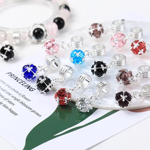 Ciondoli Sfera Battito Cuore Lega Zirconia Cubica Colorata Diy Gioielli Bracciale Collana Accessori Romantico Elegante