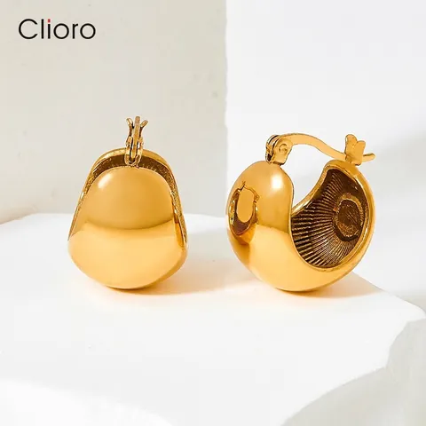 Pendientes De Aro Gruesos Acero Inoxidable Geométrico En Forma De U Bola Minimalista Retro Francés Joyería Vintage Mujer