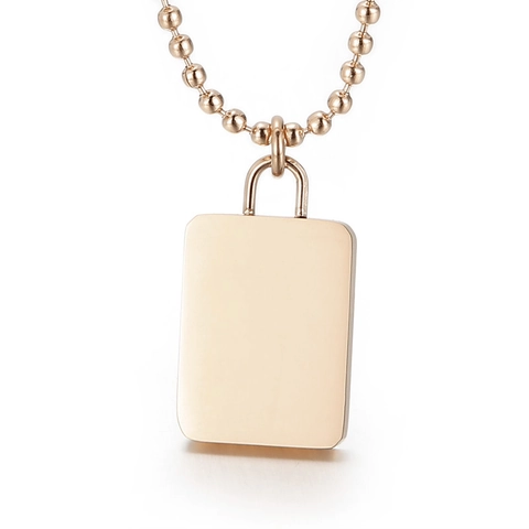 Minimalist Rectangular Pendant Necklace High Polished Stainless Steel Ball Chain Geometric Jewelry Gift For Women