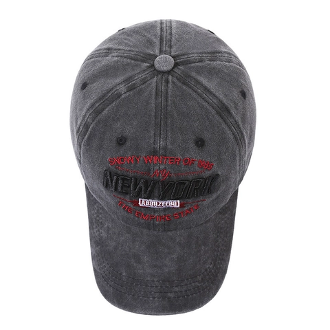 Vintage Washed Cotton Baseball Cap New York Embroidered Distressed Hat Adjustable Metal Buckle Unisex Casual Sport