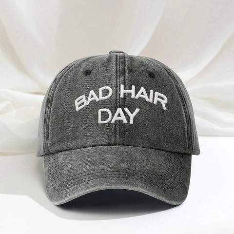 Cappello Da Baseball In Cotone Lavato Ricamo Bad Hair Day Regolabile Retrò Distressed Casual Cappello Da Sole Outdoor
