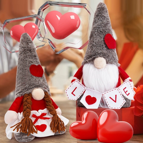 Gnomes De La Saint Valentin Poupées En Peluche Sans Visage Tomte Suédois Ornement Décoration De Table Fête Cadeaux Couple