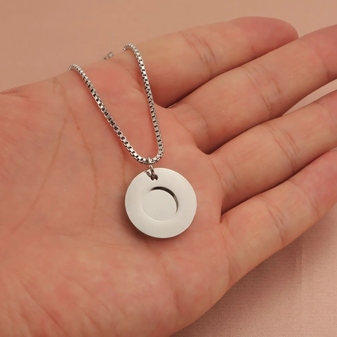 Collar Minimalista De Acero Inoxidable 304 Colgante Doble Círculo Cadena Caja Joyería Geométrica Para Hombre Mujer