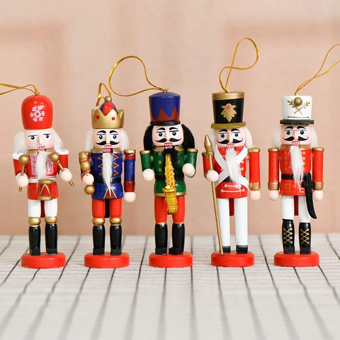 Wooden Nutcracker Soldier Ornaments Hand Painted Festive King And Musician Figurines For Christmas Tree Hanging Home Decor