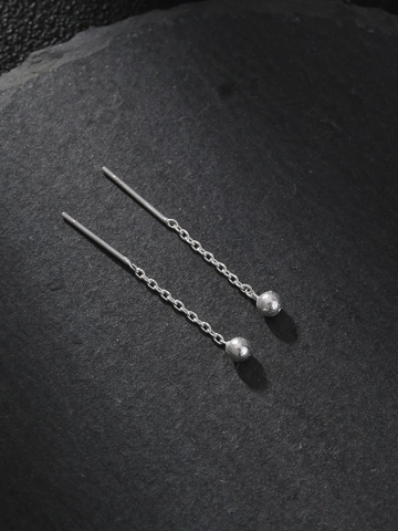 Pendientes De Cadena Minimalistas Bola Redonda Cobre Metal Cadena Larga Borla Joyería Para Mujeres Moda