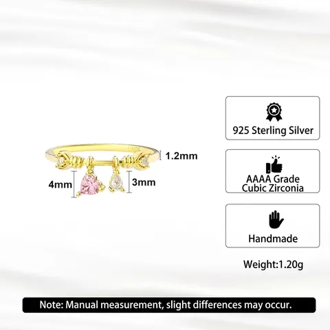 925 Sterlingsilber Herz Ring Für Damen Zierlicher Rosa Zirkonia Vergoldet Mode Schmuck Nischendesign Fingerring Geschenk
