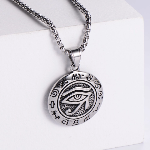 Eye Of Horus Anhänger Halskette 316L Edelstahl 18K Vergoldet Vintage Ägyptische Hieroglyphen Punk Hip Hop Schmuck Herren